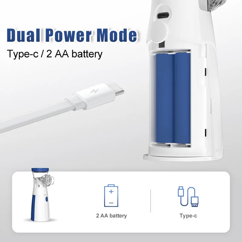 Portable Mesh Nebulizer Machine – USB Rechargeable Silent Inhaler for Kids & Adults