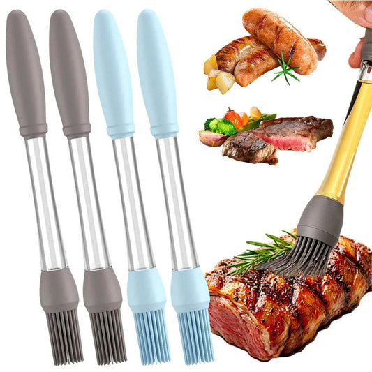 Pack of 2 Oil Push Silicone Brush – BBQ Oil Dispenser Brush for Cooking & Baking