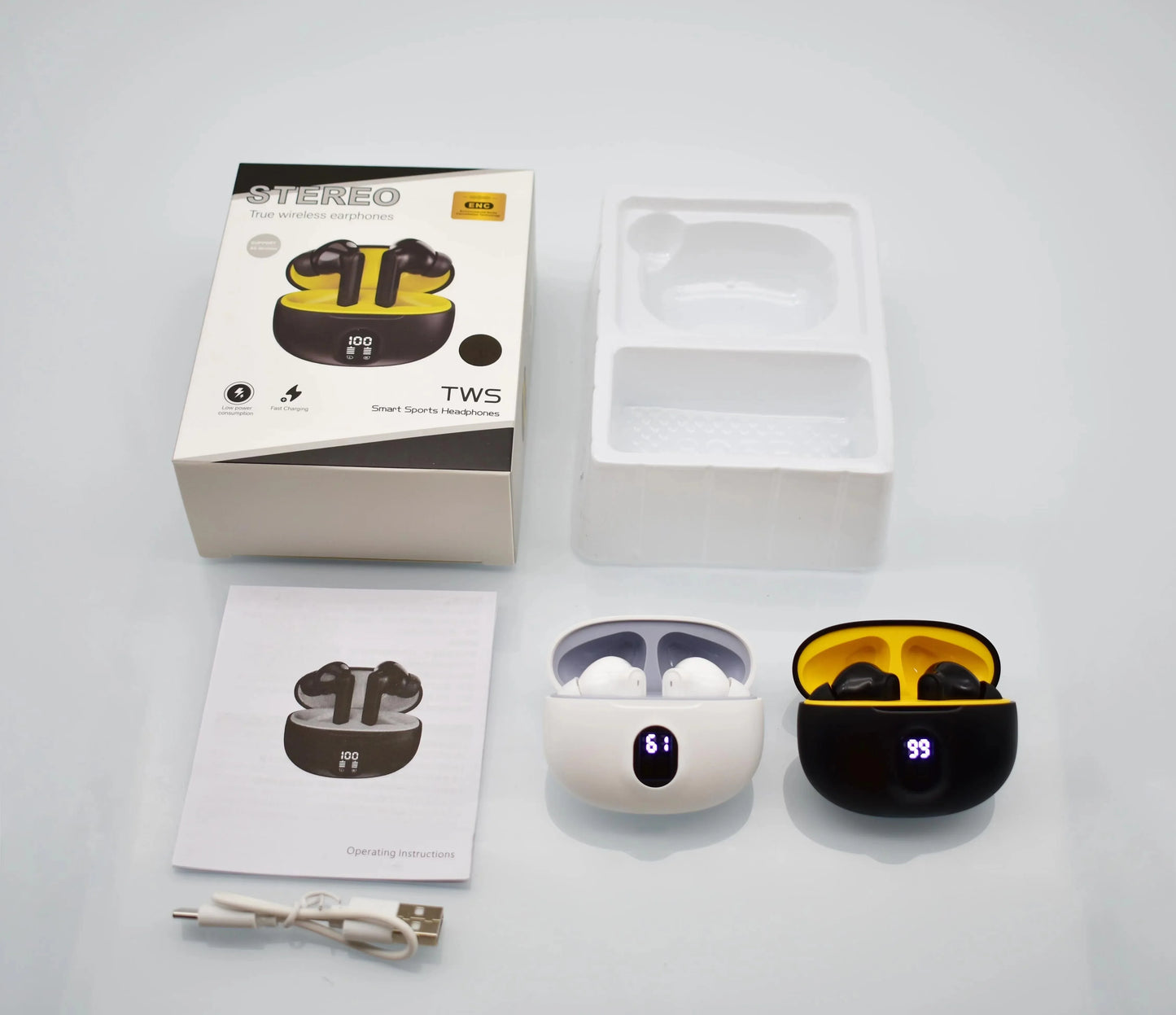 S510 Wireless Bluetooth Earbuds – Stereo Sound, LED Display & Long Battery (Bluetooth 5.3)