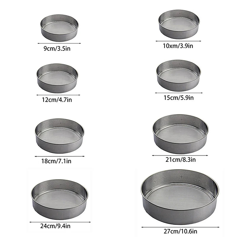 6 Pcs Fine Mesh Flour Sifter Set – Stainless Steel Baking Sieves