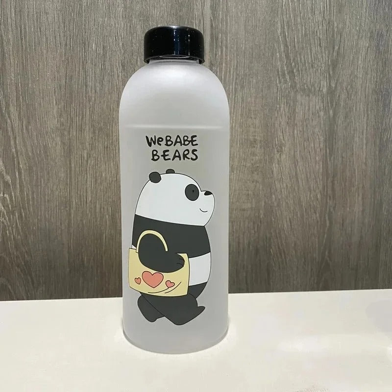 Panda Bear Transparent Water Bottle – Cute Straw Bottle (Leakproof & BPA Free)