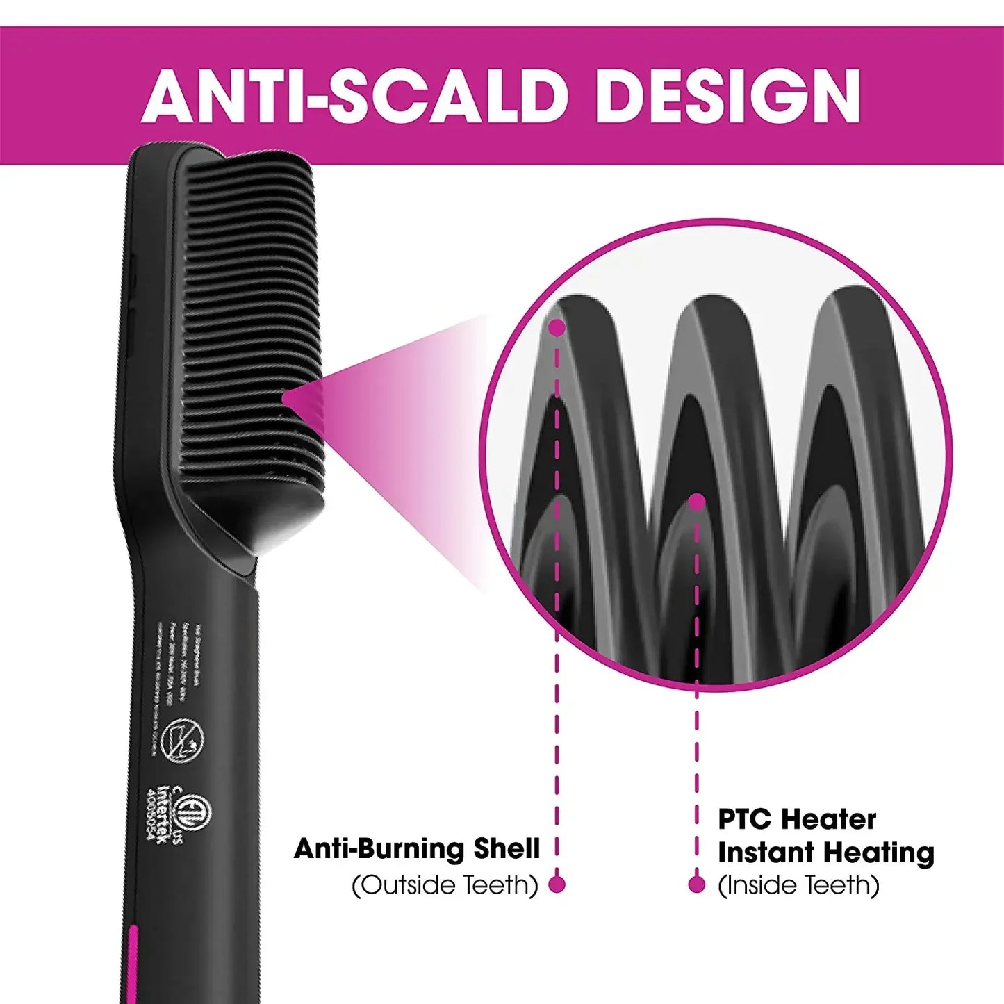 Hair Straightener Brush – 2 in 1 Fast Heating Straightening Comb (Dry & Wet Use)