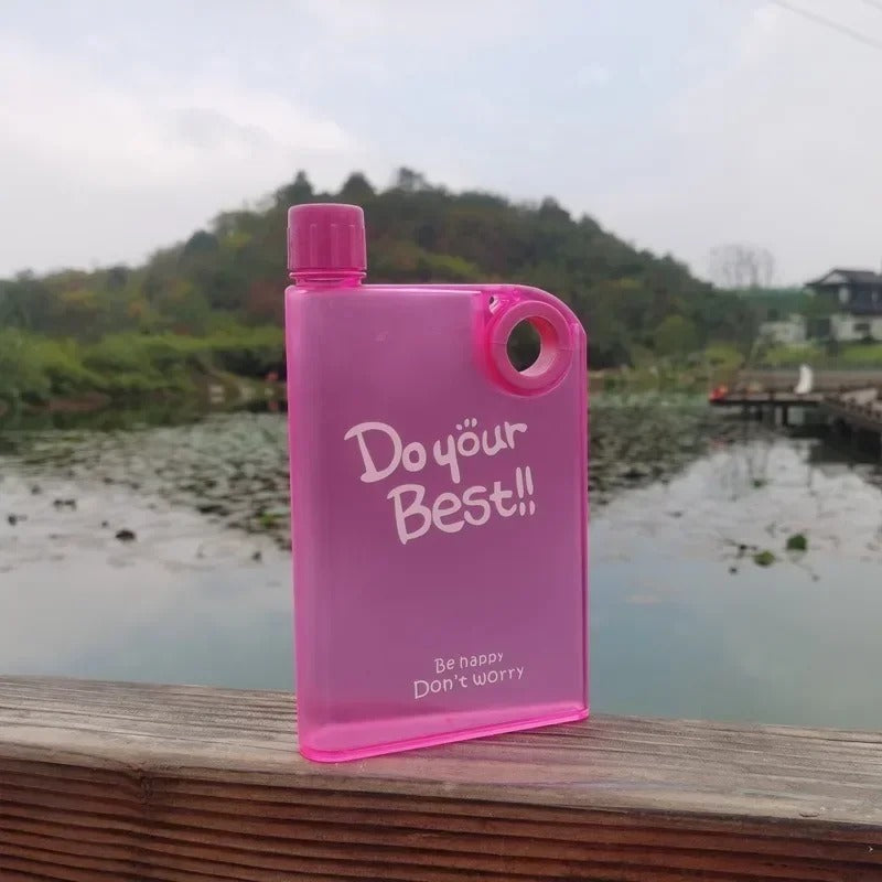 Notebook Water Bottle – Slim Flat Book Shape Bottle (Portable & Leakproof)