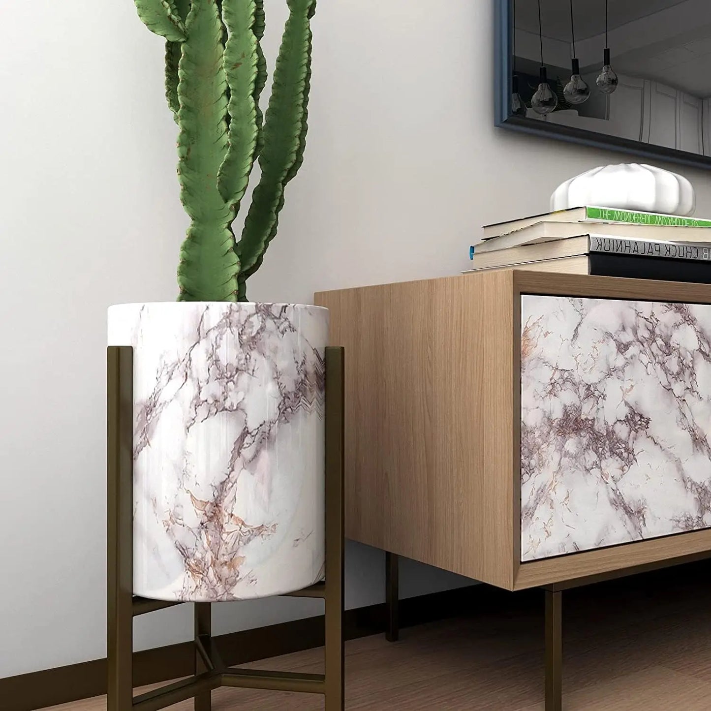 White Marble Sticker Sheet (60x200cm) – Self Adhesive Kitchen Countertop & Cabinet Cover
