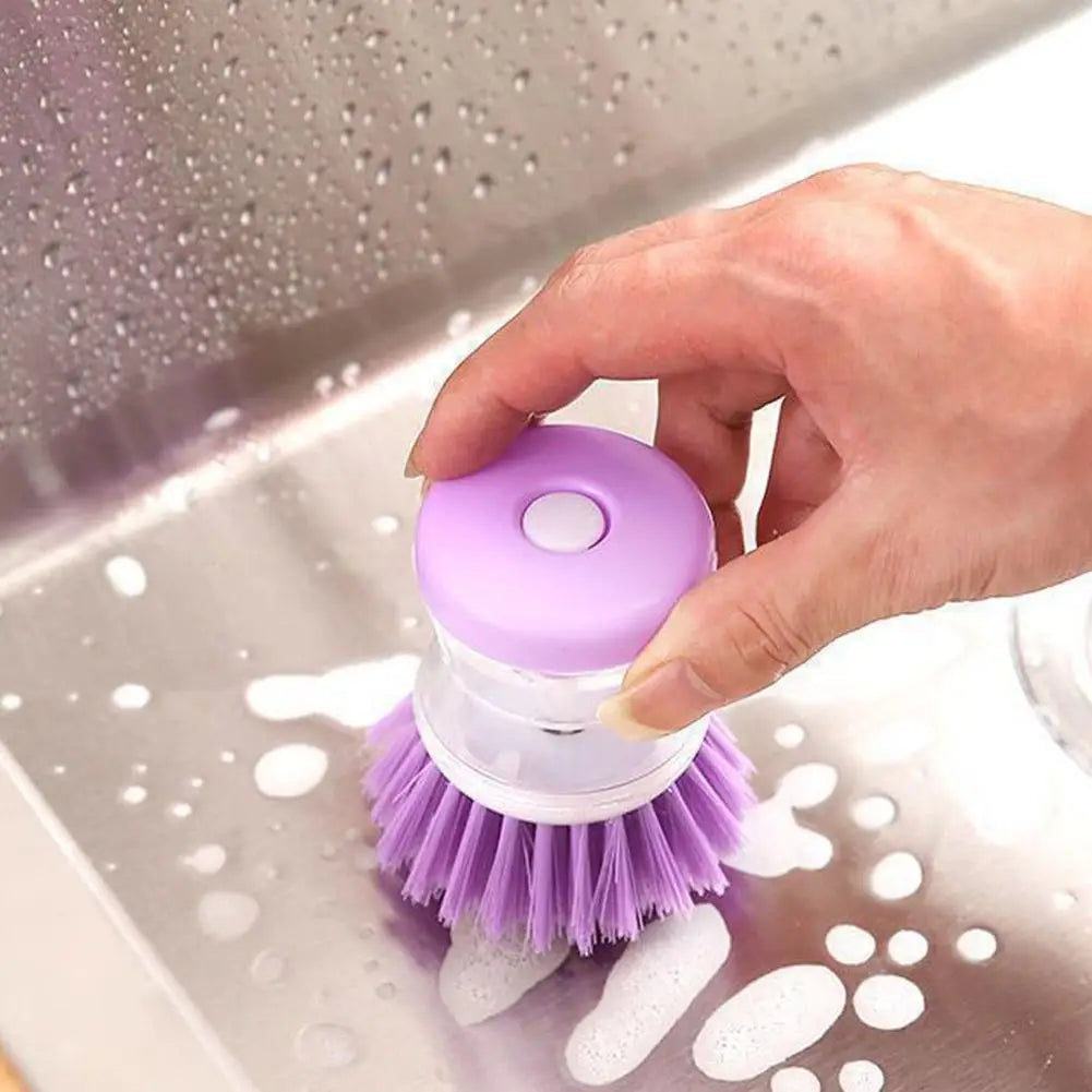 Pack of 2 Dish Cleaning Brush with Soap Dispenser – Automatic Liquid Dispensing Kitchen Scrubber