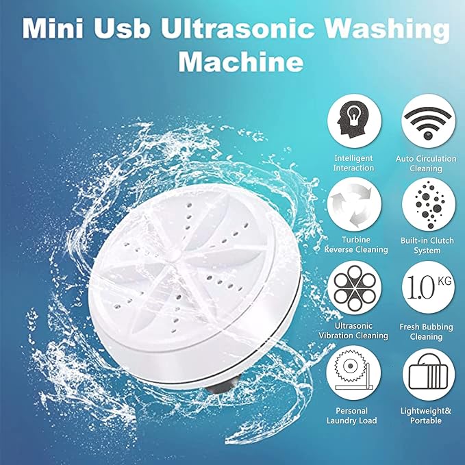 Portable Turbine Ultrasonic Washing Machine - (IMPORTED)