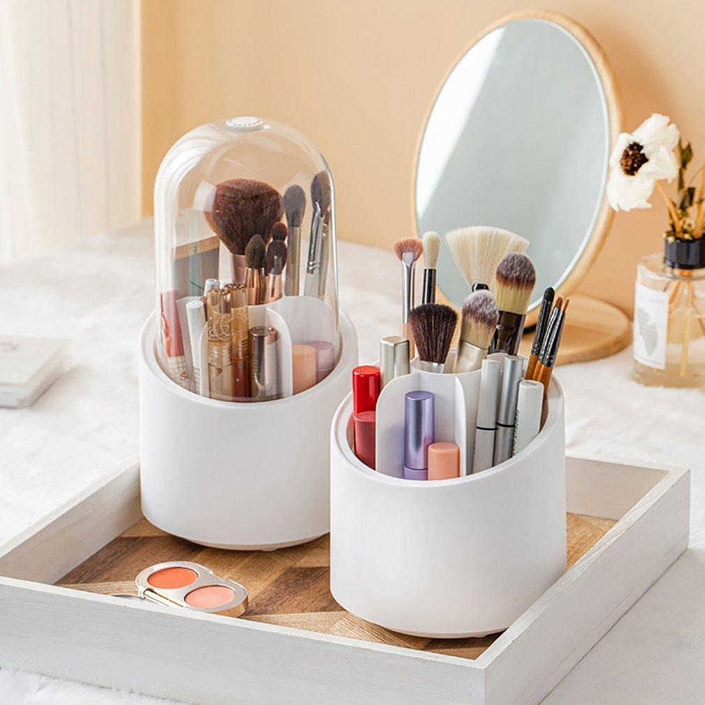 360° Rotatable Clear Acrylic Makeup Brush Organizer Cup