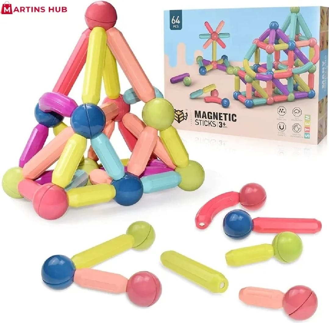 Kids Magnetic Building Blocks – STEM Educational Balls & Rods Toy Set