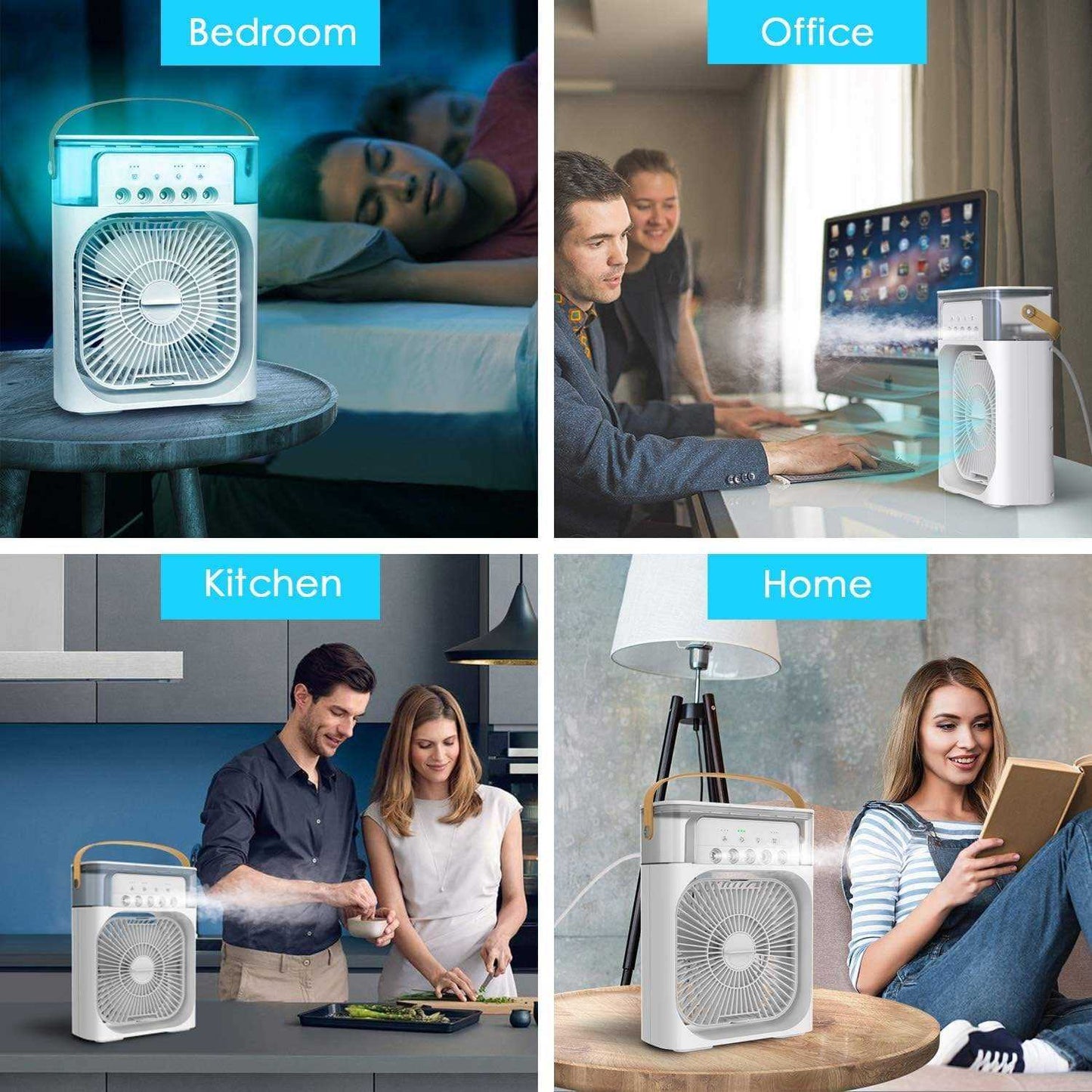 Portable Air Cooler Desk Fan with Water Spray – USB Mini Air Conditioner