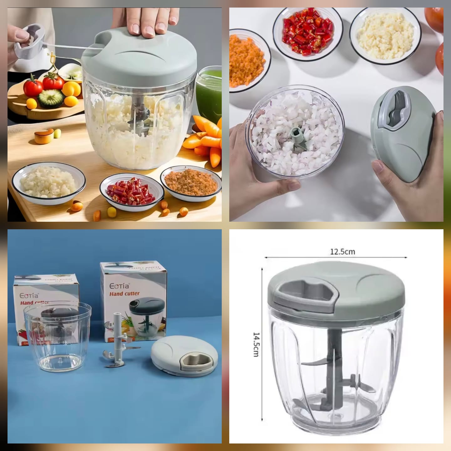 Multi-Function Manual Pull-String Vegetable Cutter & Meat Chopper 3 Blade , 5 Blade