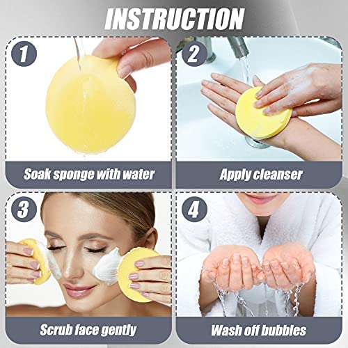 (12 Pcs)Compressed Facial Sponge Face Cleansing Sponge (random color)