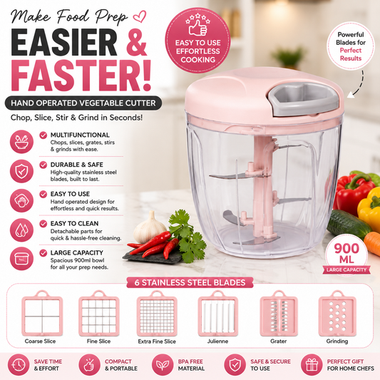 Multi-Function Manual Pull-String Vegetable Cutter & Meat Chopper 3 Blade , 5 Blade
