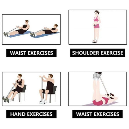 Tummy Trimmer | Foot Pedal Resistance Band Elastic Sit-up Pull Rope | Yoga Fitness Gym | Elastic Pull Ropes | Random Colors