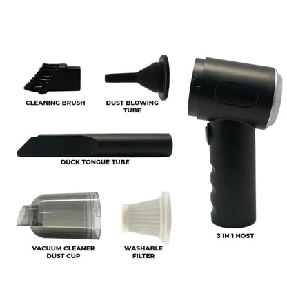 3 In 1 Portable Vacuum Cleaner Duster Blower  | Air Pump Wireless Hand-held Cleaning For Car Home