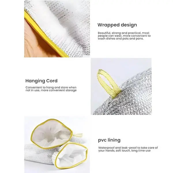 (1pcs) Wire Dishwashing Gloves | Dishwashing Rags For Wet And Dry Non-scratch Wire Dish Cloths For Washing Dishes, Kitchen (random color) - Pack of 2