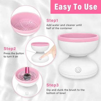 Electric Makeup Brush Cleaner Machine - Automatic |  USB Rechargeable & Gentle on Bristles | Random Color