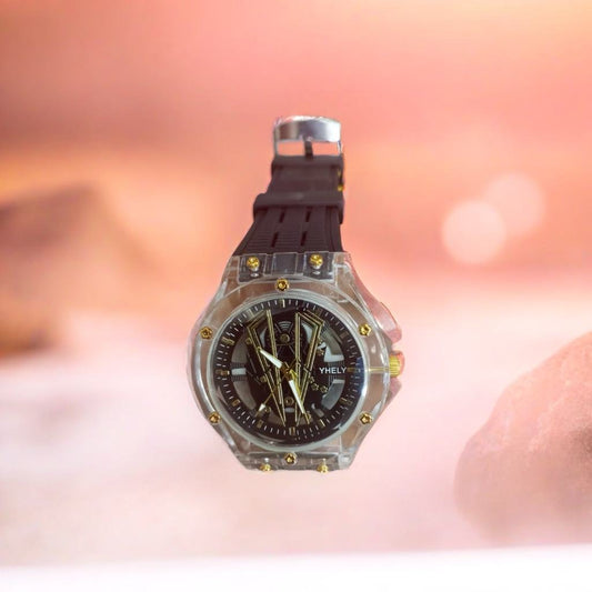 Yhely Rubber Strap Gents Watch With Normal Box(random color)